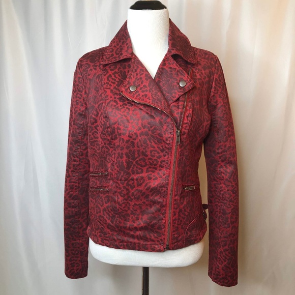 Kut from the Kloth Jackets & Blazers - Kut From the Kloth XS Red Animal Print Moto Jacket